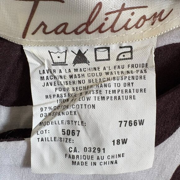 Tradition Women's Brown/White Polka Dot Sleeveless Midi Dress 97% Cotton Sz18W - Picture 4 of 5